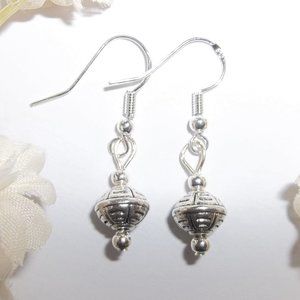 Small Silver Everyday Earring Set Minimalist Simple Casual Style Beaded 6483